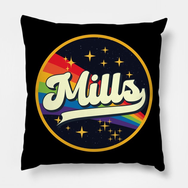 Mills // Rainbow In Space Vintage Style Pillow by LMW Art