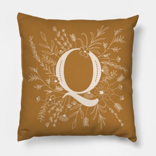 Botanical Letter Q (Mustard Yellow) Pillow