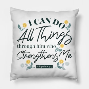 Philippians 4:13 White Ver Pillow