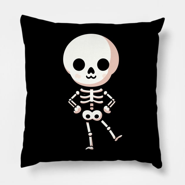 Cute Halloween Skeleton in a Dancing Pose | Halloween Design for Skeleton Lovers Pillow by Nora Liak