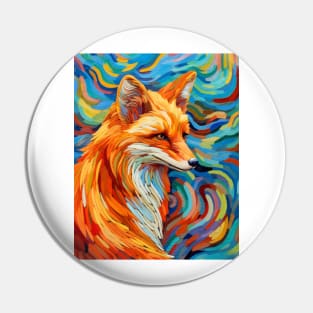 Spectrum Fox: Radiant Op Art Red Fox Design Pin