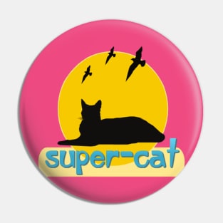 super cat funny t-shirt Pin