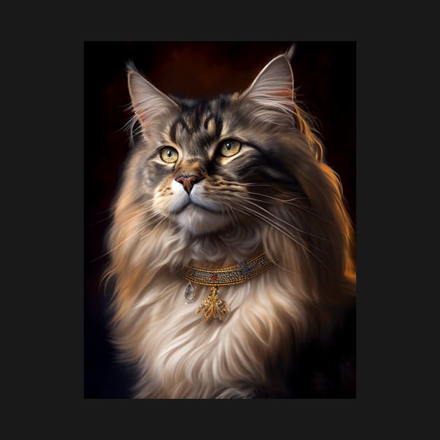 Royal Portrait of a Maine Coon Cat by pxdg