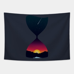 As days turn to night sunset sandglass carpe diem gift idea present Tapestry