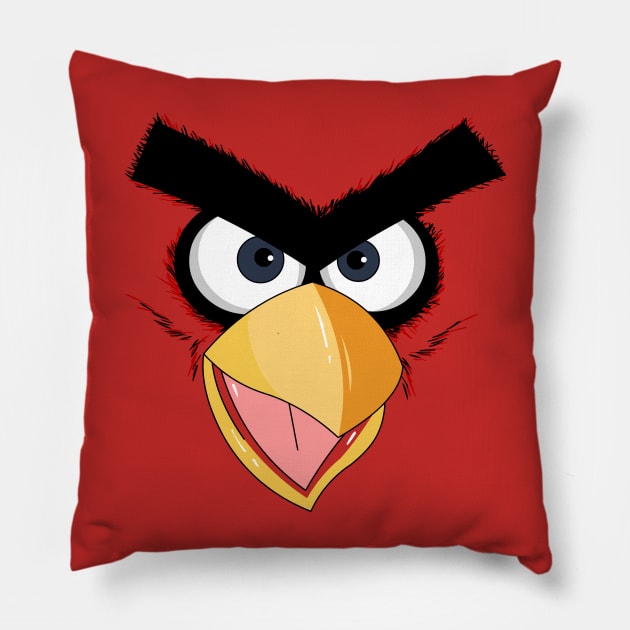 Face bird-red Pillow by Damian