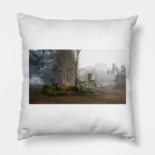 Misty Morning Willunga Hill by South Australian artist Avril Thomas Pillow