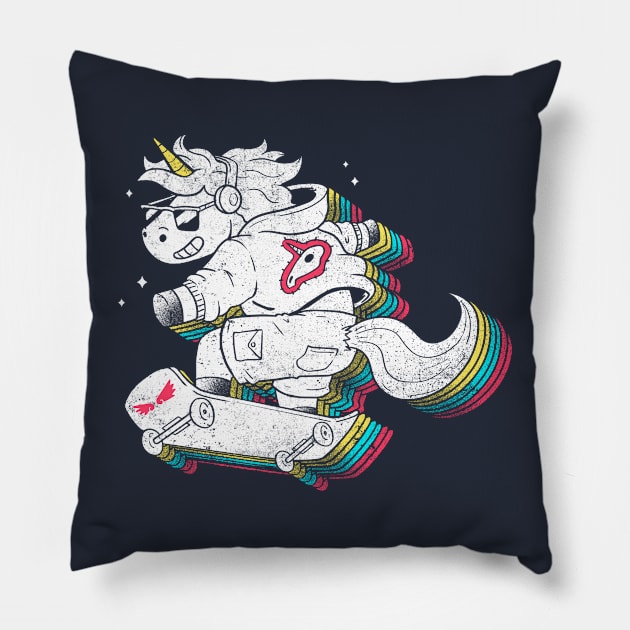 Rainbow Skate Unicorn  - Cute Sparkle Skater Xmas Gift Pillow by eduely