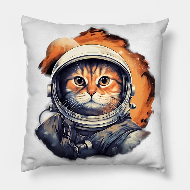 Astronaut Space Cat Pillow by Purrestrialco