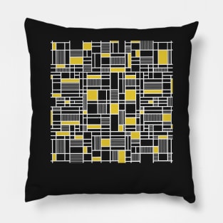 Map Lines Yellow and Black Pillow