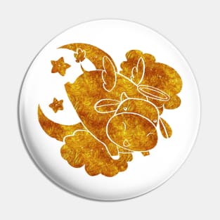 Gold Texture Angel Cow Pin