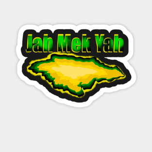 Jamaica -  Jah Mek Yah in patois and the map of Jamaica  in the colors of the Jamaican flag black green and gold Magnet