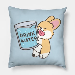 Drink Water Corgi Pillow