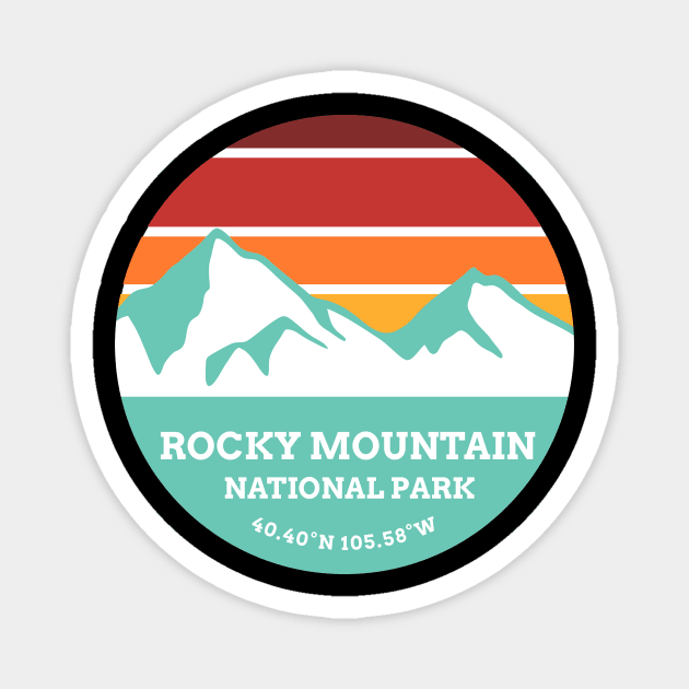 Rocky Mountains National Park Retro Magnet by roamfree