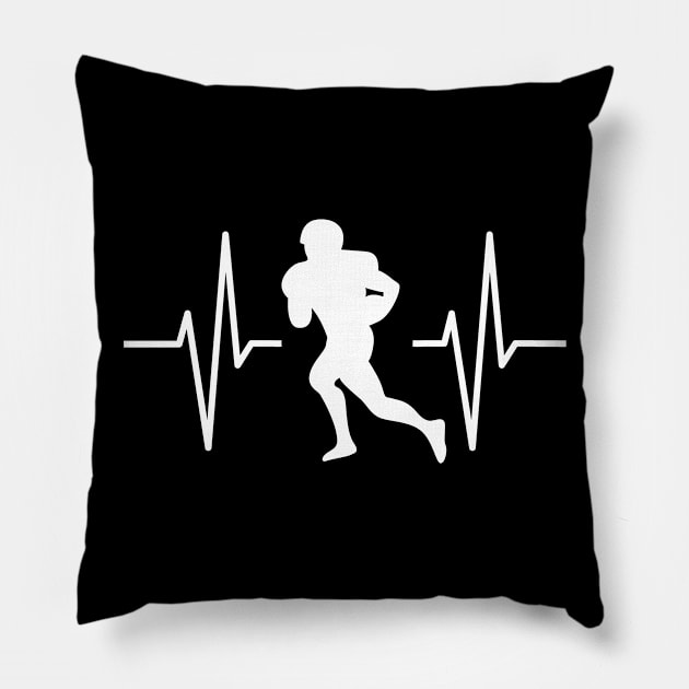 Football Player Heartbeat Football Player Gift Pillow by StacysCellar