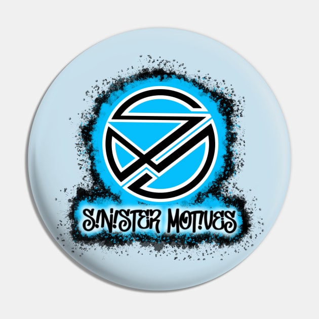 Sinister Motives logo lt. Blue Pin by Sinister Motives Designs