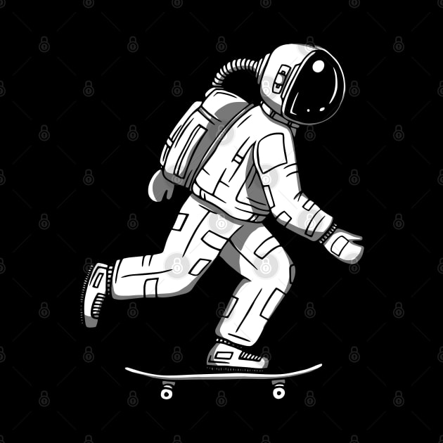 astronaut playing skateboard illustration by yudabento