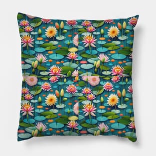 Water and lilly pads design Pillow