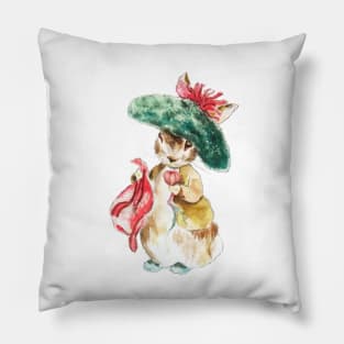 Cute rabbit Benjamin with green hat Pillow