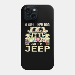 A Girl Her Dog And Her Jeep Cute FLower Jeep Jeeps Lover Jeep Girl Jeep Women Phone Case