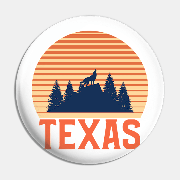 Texas Sunset, Orange and Blue Sun, Gift for sunset lovers T-shirt, Wolf Howling at the Moon Pin by AbsurdStore