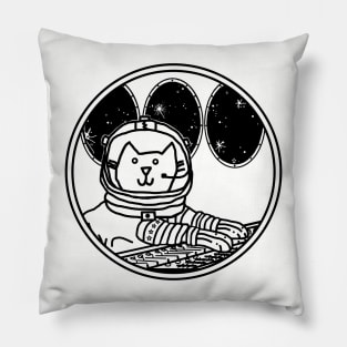 Space Captain Yellow Cat In Control Line Drawing Pillow