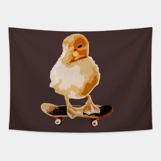 Cute Duck Doing Funny Skateboarding Tricks on Skateboard Funny Skater of the Year Tapestry