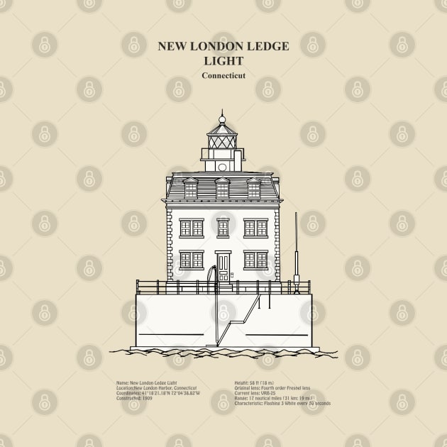 New London Ledge Light Lighthouse - Connecticut - SBDpng by SPJE Illustration Photography