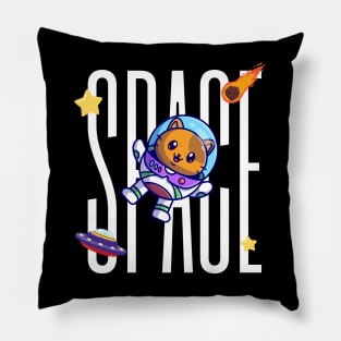 Astronaut Cat Wandering In Space Pillow