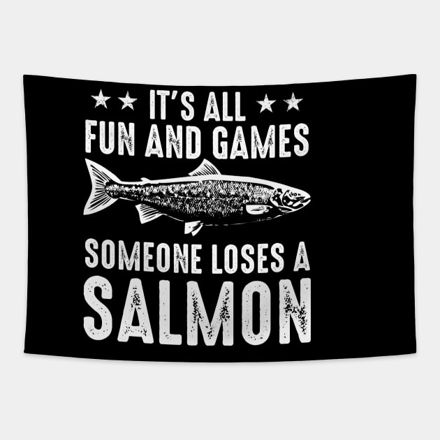 It's All Fun And Games Until Someone Loses A Salmon Tapestry by Atelier Djeka