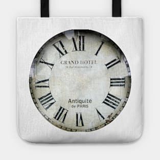 Montmartre Clock, vintage antique clock face Tote