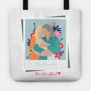 Three Generations, One Heartbeat - Grandma Mother Daughter/ Mother's Day Tote