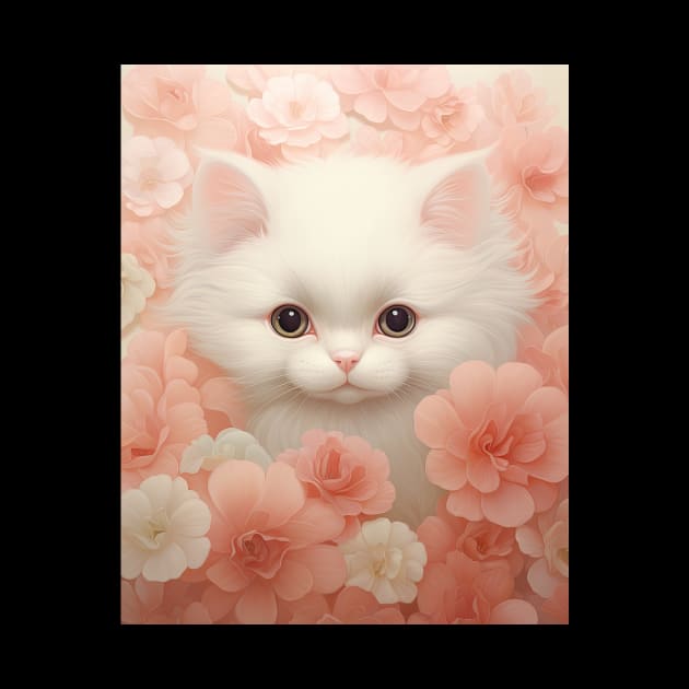 Cute Floral Kitten by Mota