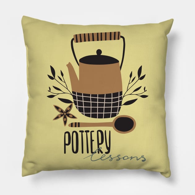 Pottery Lessons Pillow by Teequeque