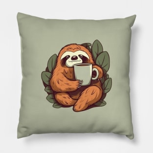 Sloth with coffee Pillow