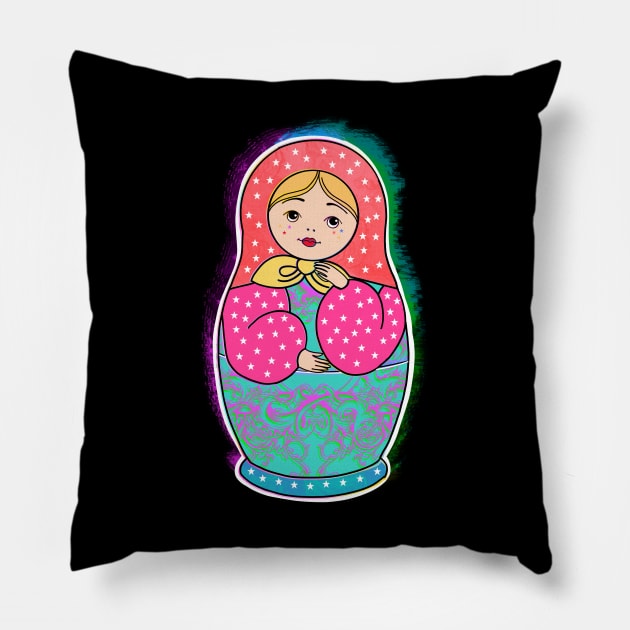 Colorful matryoshka doll Pillow by Meakm