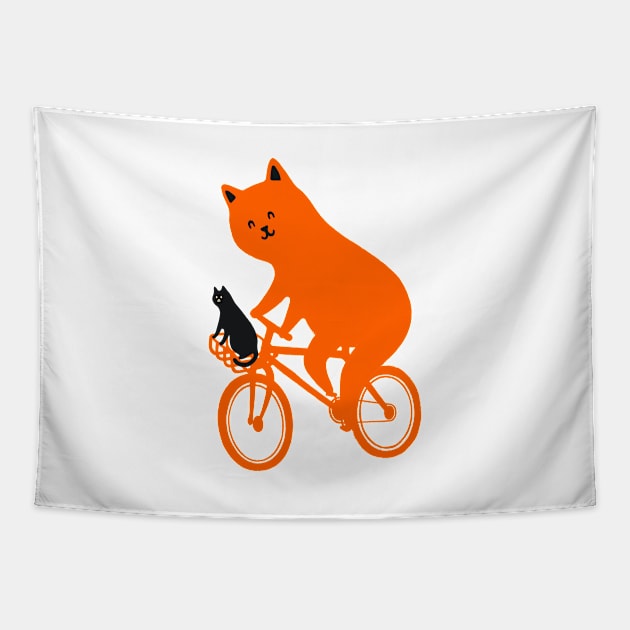 Happy go Lucky Cat 3R ride to the moon Tapestry by Chewbarber