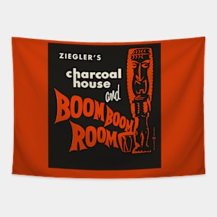 Vintage Charcoal House and Boom Boom Room Tiki Bar Tapestry