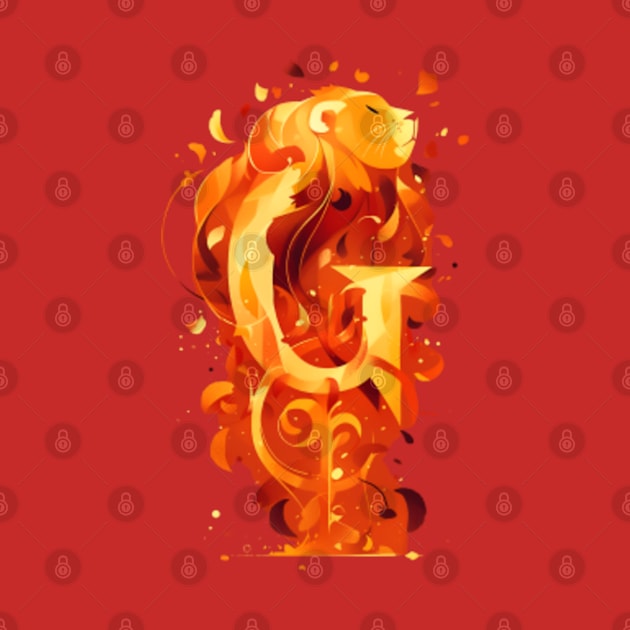 Fiery Lion and the Letter G - Fantasy by Fenay-Designs