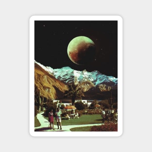 Pluto View Resort - Retro Futurism, Space Aesthetic, Vintage Sci-Fi Magnet