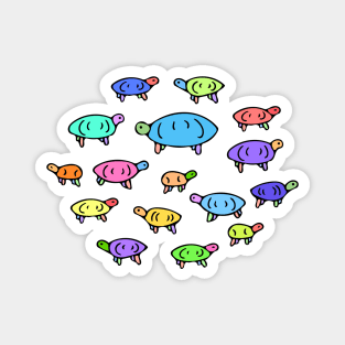 Colorful Turtle Pattern, Cute Illustrated Turtles Magnet