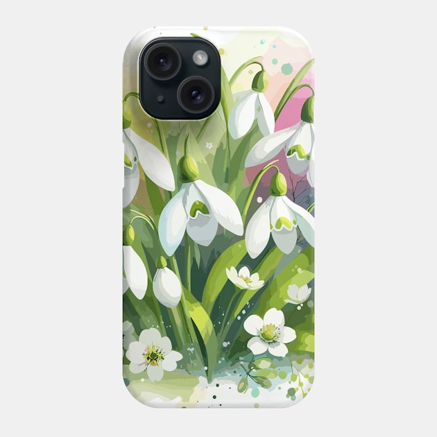 White Snow Drop Flower Phone Case by Jenni Arts
