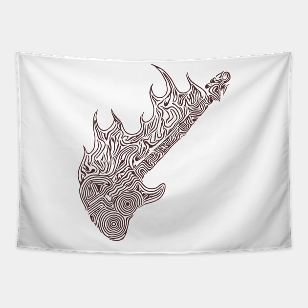 Flaming Bass Guitar Tapestry by PsychedelicDesignCompany