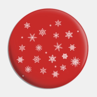 Snowflakes on warm red background Pin