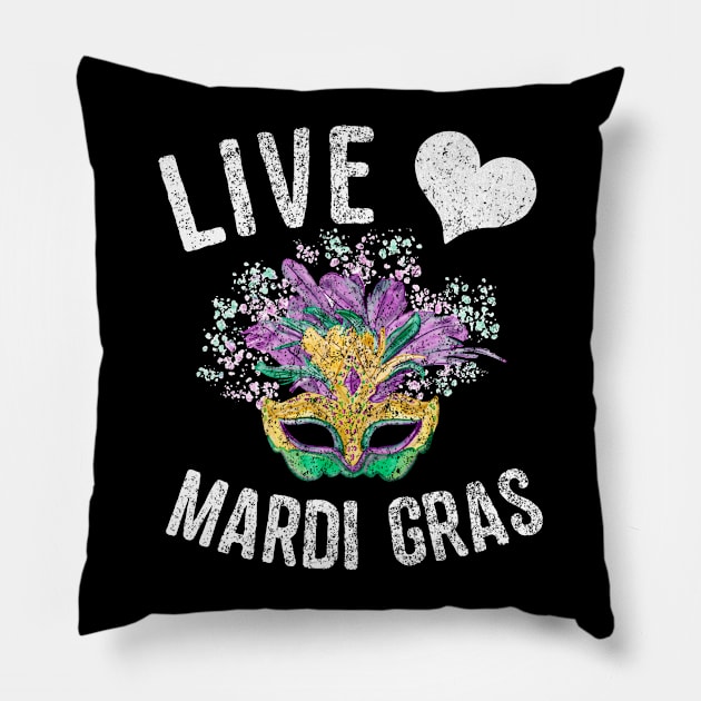 Live Love Mardi Gras Fat Tuesday Pillow by Flippin' Sweet Gear