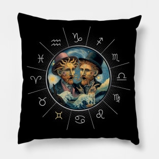 ZODIAC Gemini - Astrological GEMINI - GEMINI - ZODIAC sign - Van Gogh style - 14 Pillow