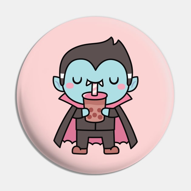 Cute Little Vampire Sucking Bubble Tea Pin by rustydoodle