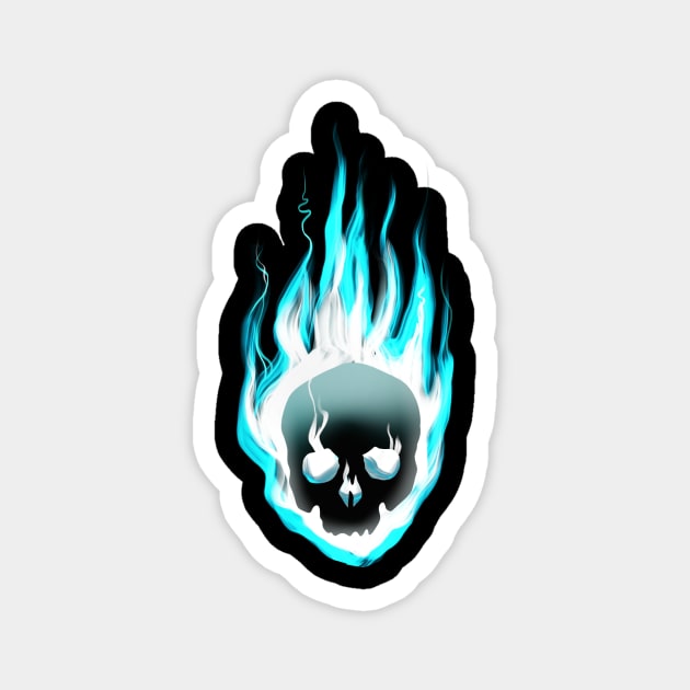 Blue flaming skull Magnet by Tameink