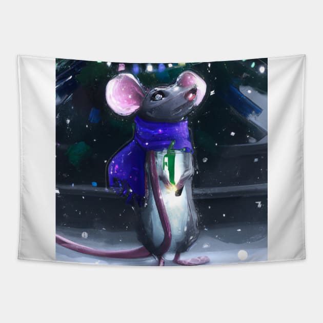 Cute Rat Drawing Tapestry by Play Zoo