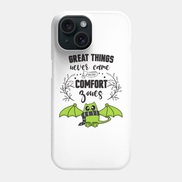 Great Things Comfort Zone Cute Cat Phone Case by Wanderer Bat