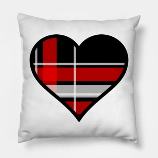 Black, Red and White Tartan Plaid Heart Pillow